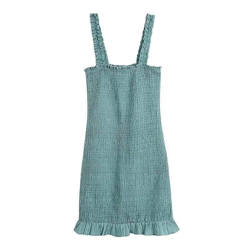 Women Textured Dress Spaghetti Strap Above Knee Dresses Chic Lady Fashion Casual Clothes 210517