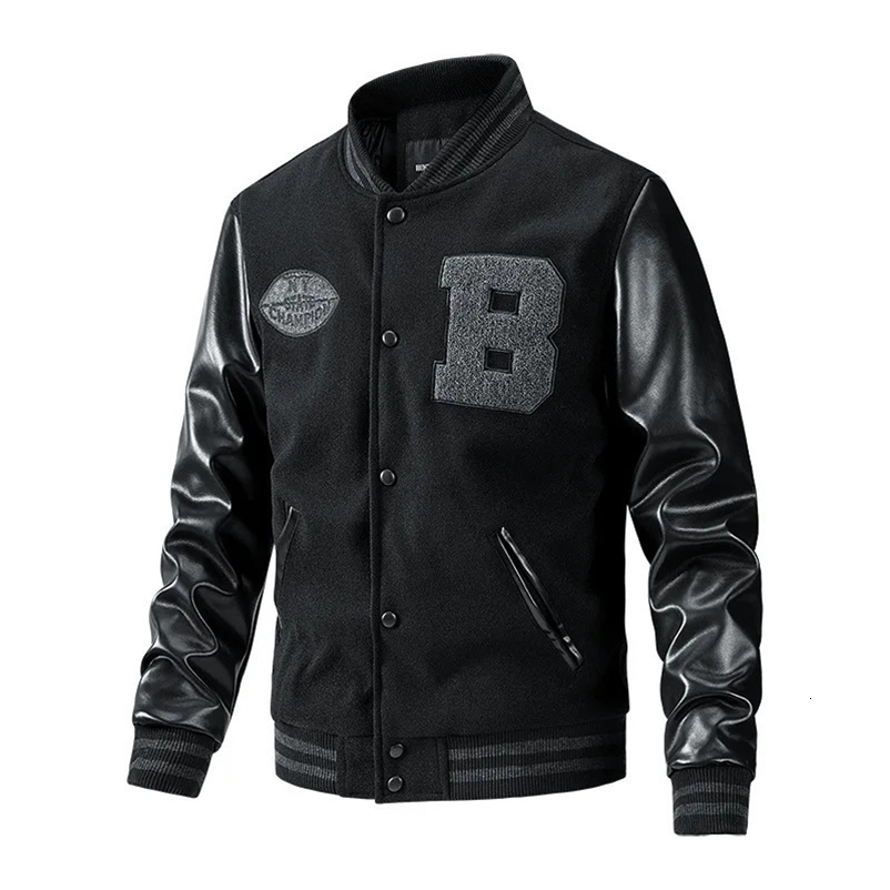 Arrival Men's Baseball Jacket Bomber Jackets Autumn Winter Clothing Leather Sleeve Thin Cotton Coats Size M-3XL 240105