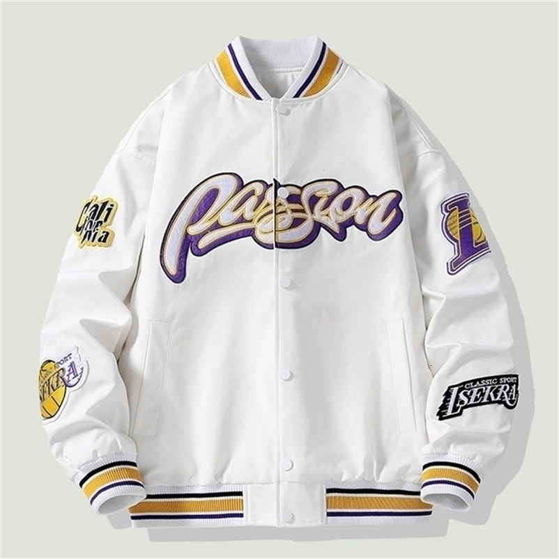 Men's Jackets Spring Men's Bomber Baseball Jacket Letter Embroidery Patchwork Coat Hip Hop Streetwear Casual Loose Varsity Jackets Unisex