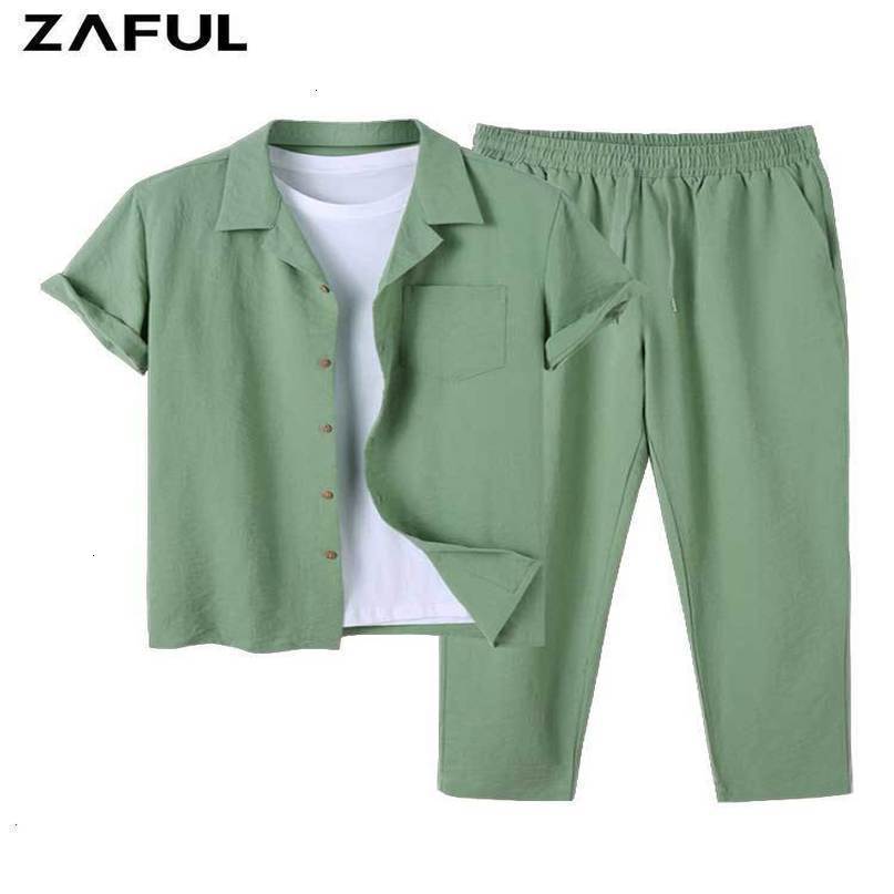 Mens Tracksuits Solid Color Two Pieces Set for Men Lapel Collar Button Short Sleeve Shirt with Elastic Midwaist Trouser Z5083954 230707