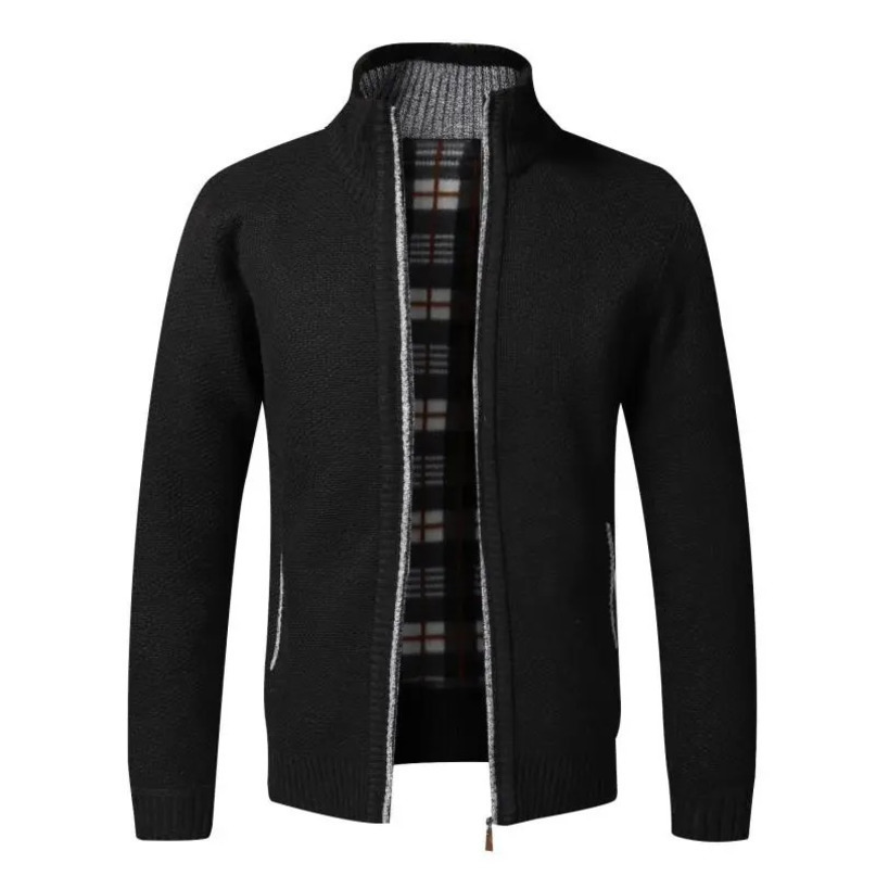Autumn Winter Warm Cardigan Men Fleece Zipper Sweaters Jackets Mens Slim Fit Knitted Sweatercoat Thick Sweater Coat 240123