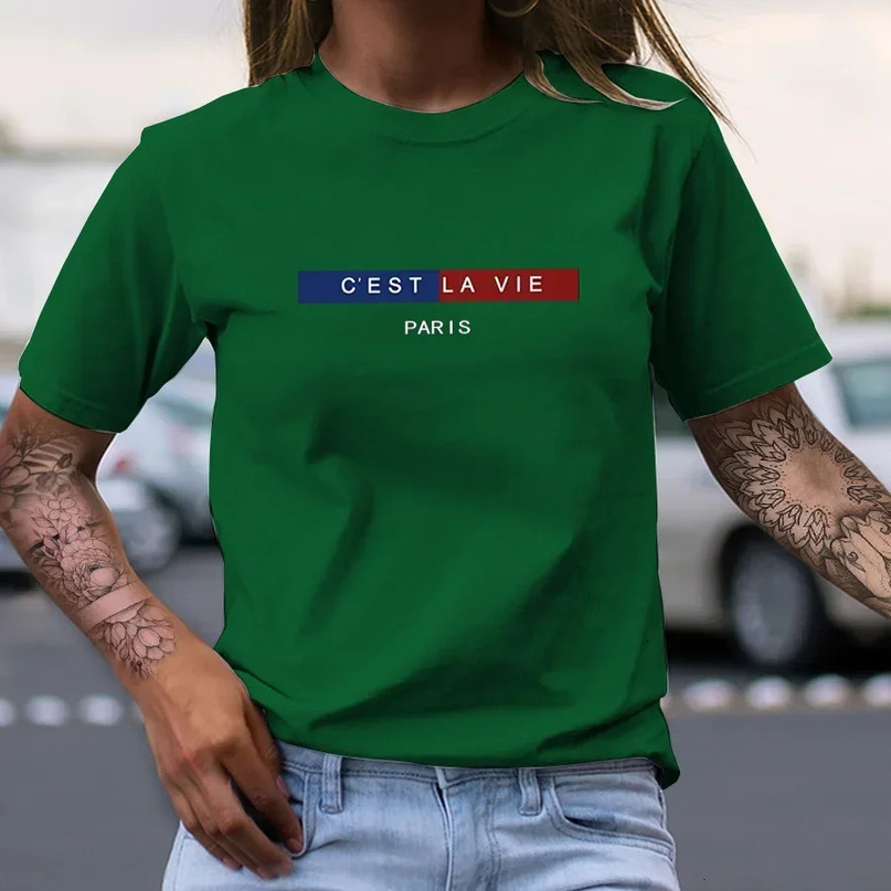 Summer womens Tshirt short sleeved printed fashionable plus size Y2k top clothing 240416
