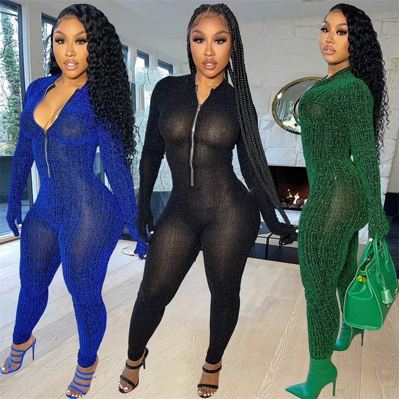 Echoine Solid Stamping Zipper Long Sleeve Jumpsuit with Gloves Sexy Skinny Bodycon Rompers Street Women Overalls Spring 250224