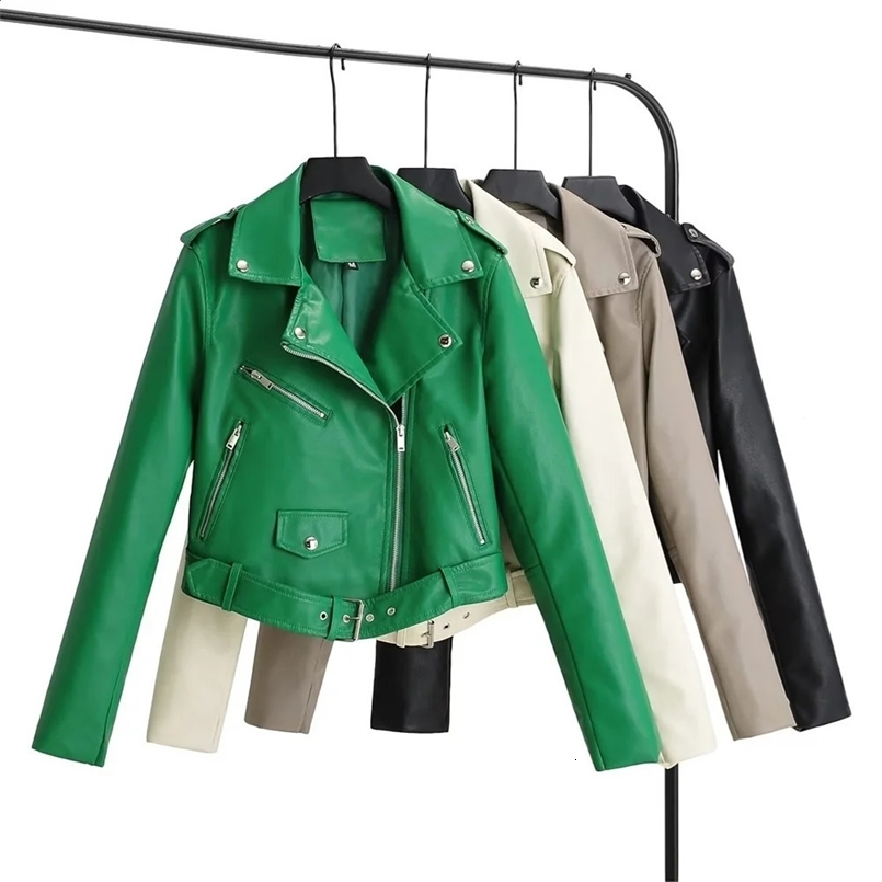 UNIZERA Autumn/Winter Product Womens Fashion and Casual Versatile Polo Collar Leather Zipper Decoration Jacket Coa 240725