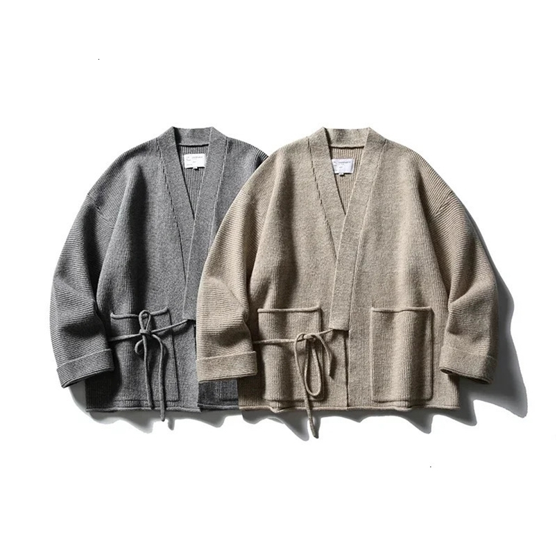 Knitted kimono cardigan wool sweater mens Japanese womens clothing retro loose casual goods sweater jacket Cityboy knitted jacket 241125