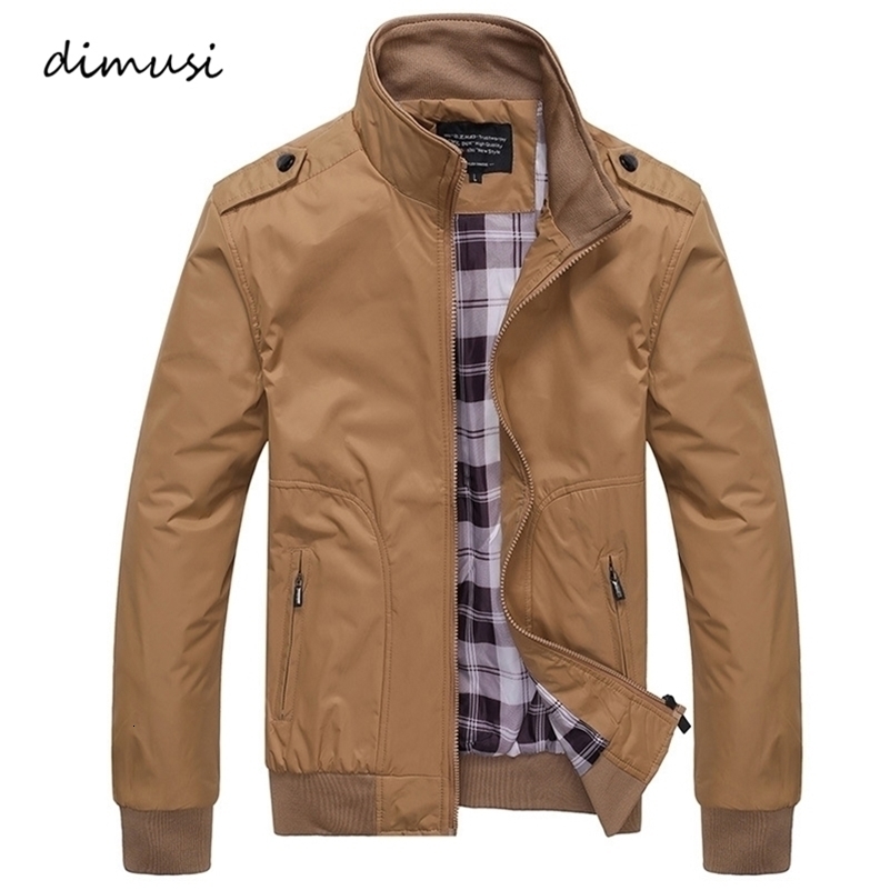 Men's Jackets DIMUSI Mens Spring Autumn Casual Coats Solid Color Sportswear Stand Collar Slim Male Bomber 4XL 221006