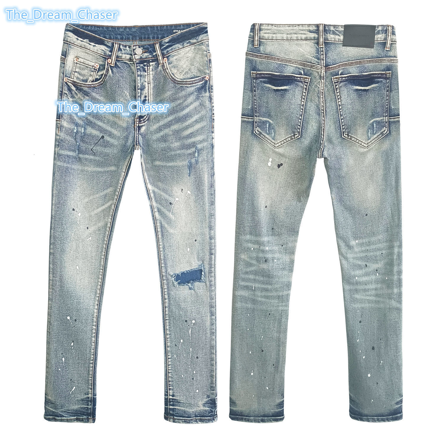 Denim Breathable Straight Jeans for Men New High Quality Denim Pant Cotton Casual Distressed Wash Highstreet