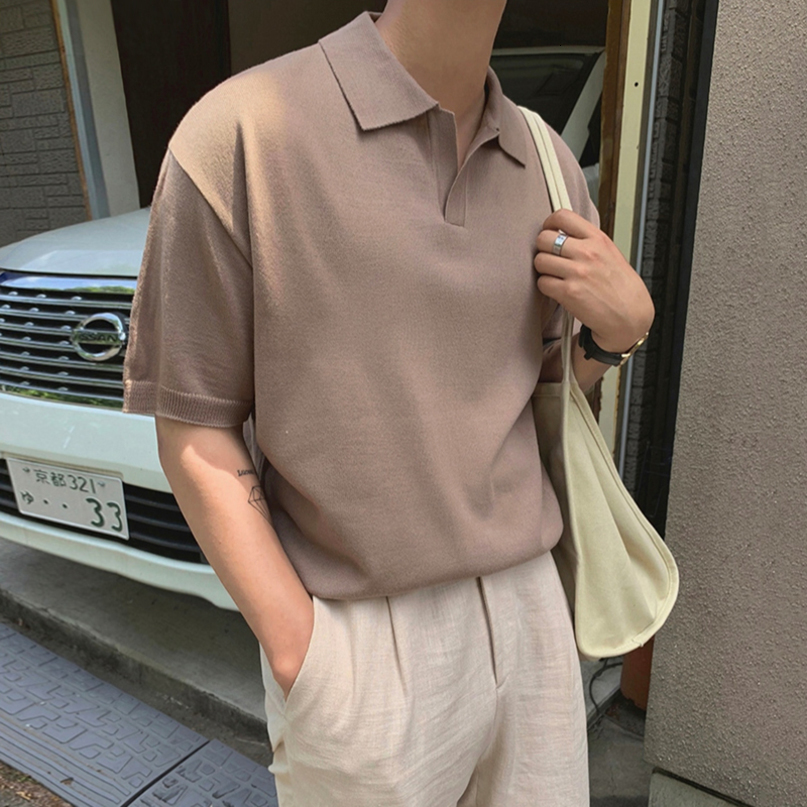 IEFB / men's wear summer turn down collar short sleeve t-shirt for male 2021 trend new Korean fashion all-match tops 9Y2255 210225