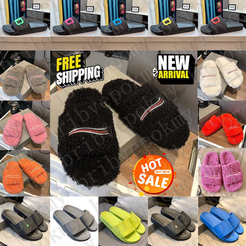 Free Shipping Designer women slides furry slides clogs heels fur slides slippers sliders clog shoes for mens famous womens sandal sandles mules Flip