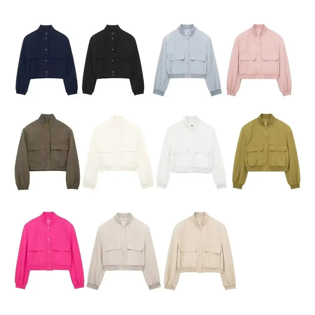 Wholesale Autumn Womens Style Jacket Large Pocket French Solid Color SingleBreasted Baseball Uniform Y1369536 250922
