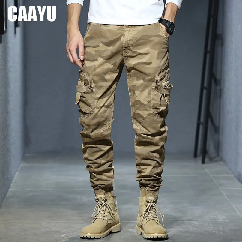 CAAYU Joggers Cargo Pants Men Casual Hiphop MultiPocket Male Trousers Sweatpants Streetwear Tactical Track KhakiCamouflage 241021