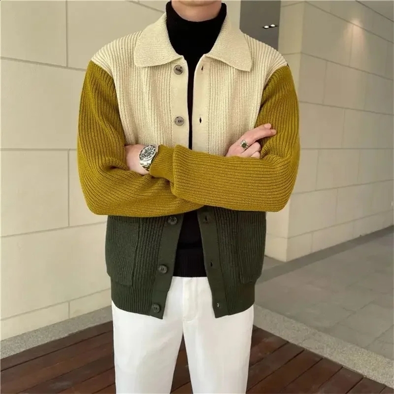 Autumn and winter long sleeved jacket high-quality knitted cardigan Y2k casual Korean mens top sweater 241125