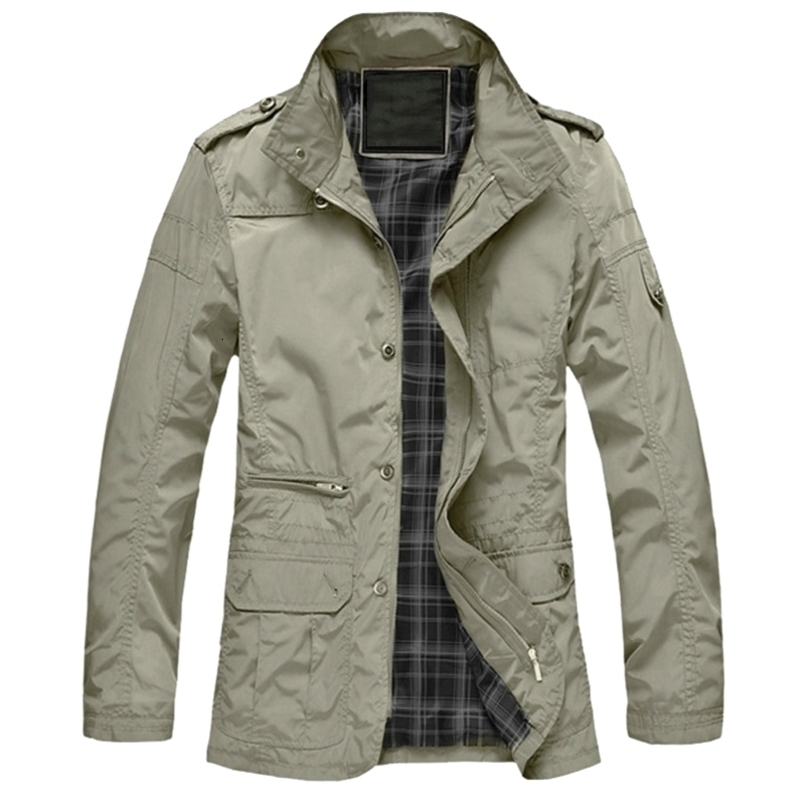 M-5XL Men Big Size Casual Long Jacket Spring Autumn Male Business Windbreak Thin Outwear Parka Loose Varsity Bomber Coat 210723