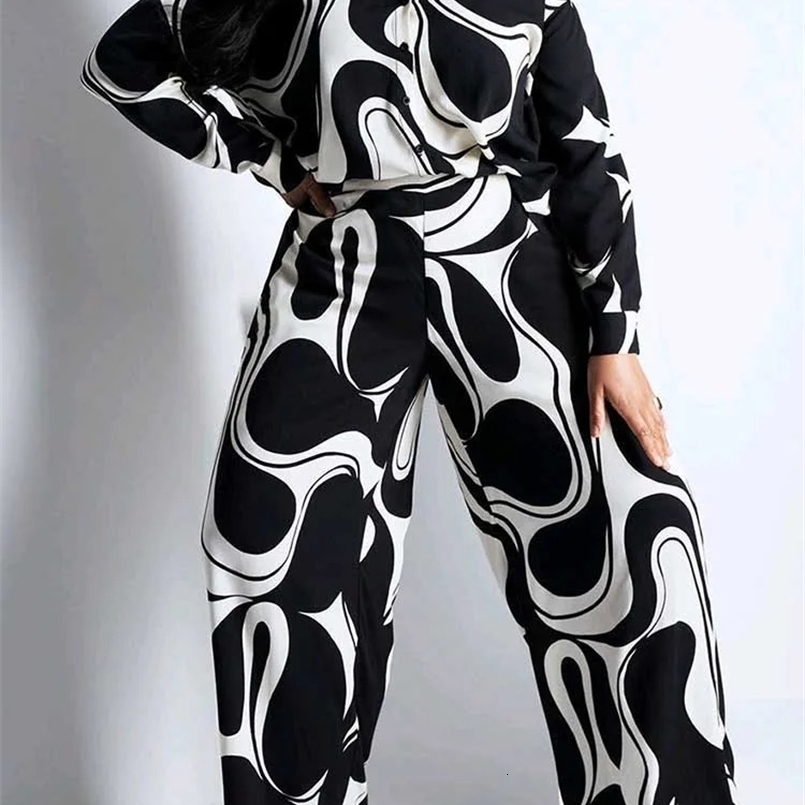 2 Piece Sets Womens Outfits Elegant Curvy Long Sleeve Blouse and Trouser Casual Suits Autumn Winter Ladies Plus Size Clothing 240816