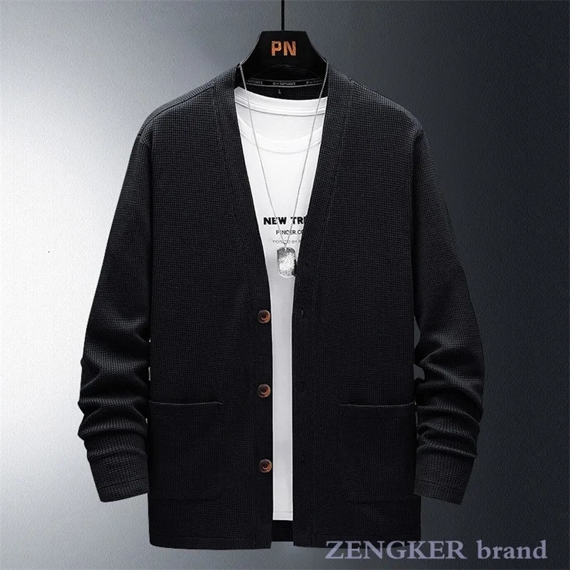 Mens plus size casual loose cardigan black jacket mens sweater 7XL knitted mens cardigan oversized 241125
