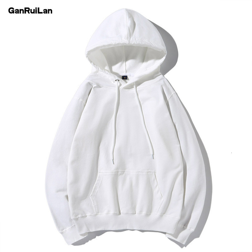 Hoodies Men Sweatshirts Fashion Spring Autumn Solid White Color Hip Hop Streetwear Hoody Man's Clothing B0715 210518