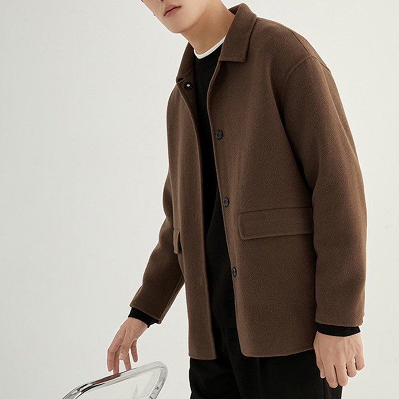 Double sided wool coat men's short British style woolen coat autumn and winter short jacket 2025