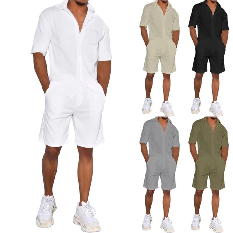 Summer Thin Mens Set Lapel Short-sleeved Shirt Shorts Two-piece Loose Casual Sports Suit Solid Color Comfortable Mens Clothing 240529