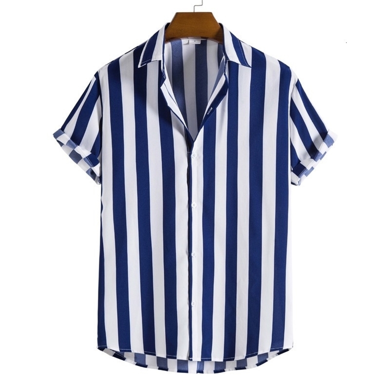 Men's Casual Shirts Top Selling Product In Summer New Men's Fashion Casual Short Sleeve Printed Striped Shirts Men's Clothing 230420