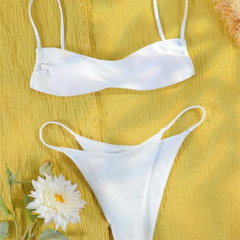 String bikini push up swimsuit sexy swimsuit womens two-piece set mini thong white color swimsuit 250117