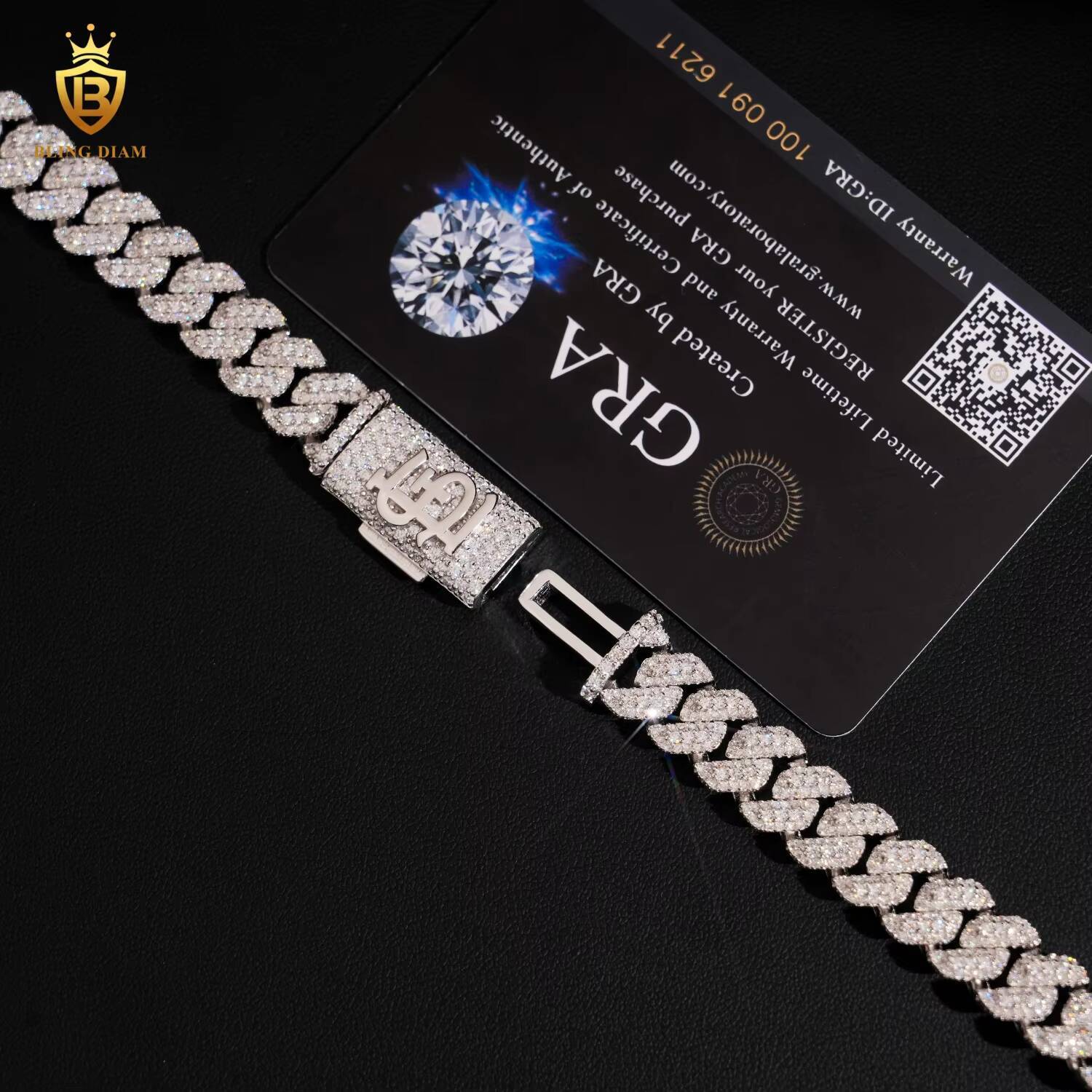 10mm Miami Iced Out Cuban Link Chain Custom Name Lock With Clasp Moissanite in 925 Silver Jewelry for Rapper Bracelets Necklace