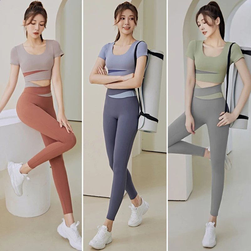 Womens 2-piece gym set sports top bra running fitness yoga set sports clothes sports clothes womens sports clothes high waist tight fitting clothes