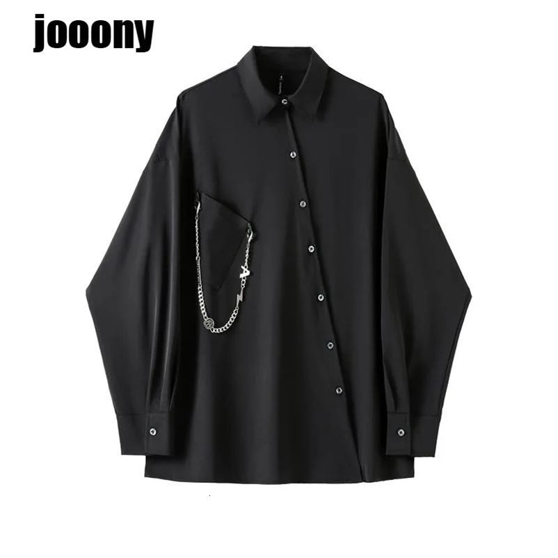 Solid Spring Summer Asymmetrical Top Punk Long Sleeve Y2K Aesthetics Gothic Blouses Vintage Casual Streetwear Harajuku Shirt 240703