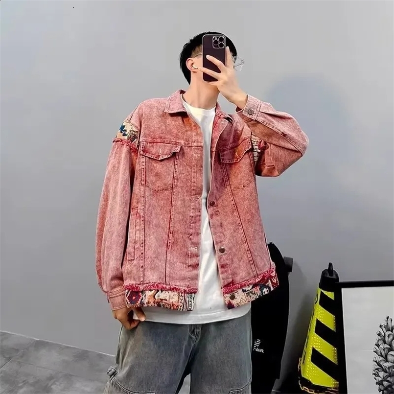 American Style Vintage Trendy Denim Jacket For Men Women Spring Autumn Versatile Casual Loose-fit Work Clothes Top 240829