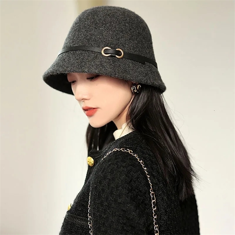 wool bucket hat Womens warm autumn and winter thickened fishermans hat Panama plush basin hat Womens hat250305bj