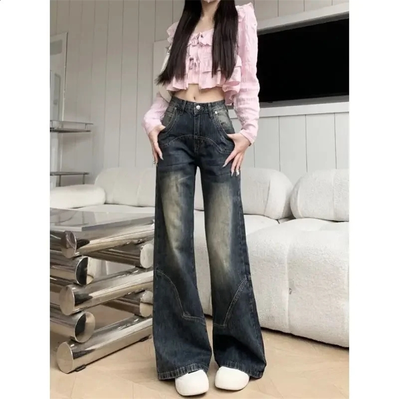 Vintage American Style Loose-fit Jeans For Men Women Spring Autumn Arrival High Street Vibe Non-slimming Casual Denim 240829