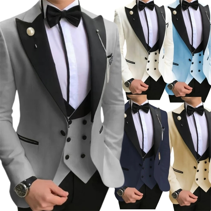 Mens ultra-thin set 3-piece jacket vest and pants classic lapel tailcoat wedding formal promotion business set 241111
