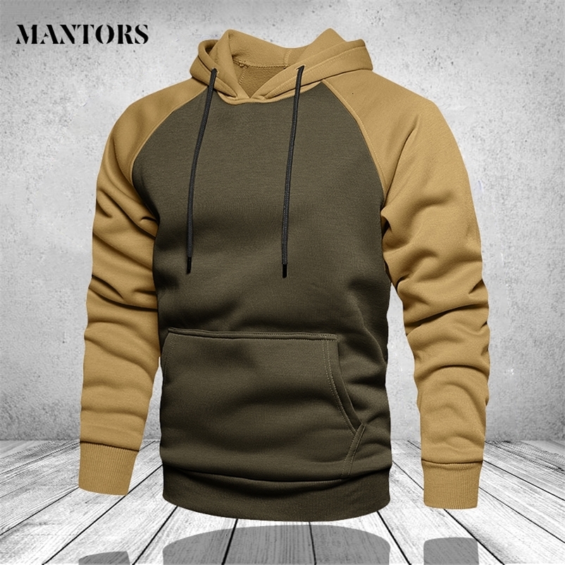 Men's Hoodies Sweatshirts Armygreen Patchwork Hoodies Men Fashion Patchwork Hooded Sweatshirts Male Winter Spring Streetwear Casual Pullover Me