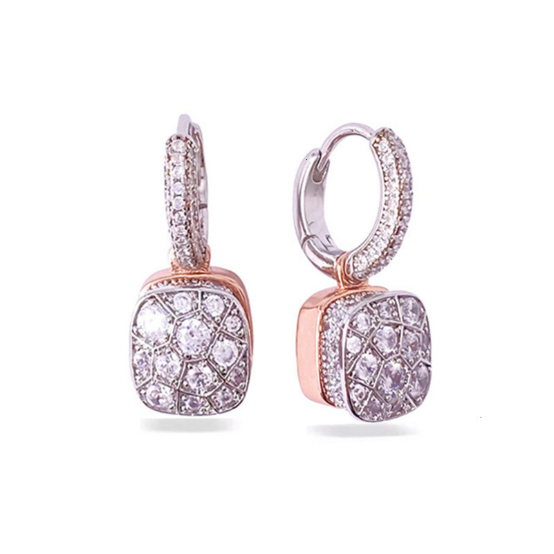 Dangle Chandelier 925 Sterling Silver Honeycomb Style Pendant 7 Colors Gold Black Blue Crystal Drop Earring For Women Fashion Jewelry DE029 230413