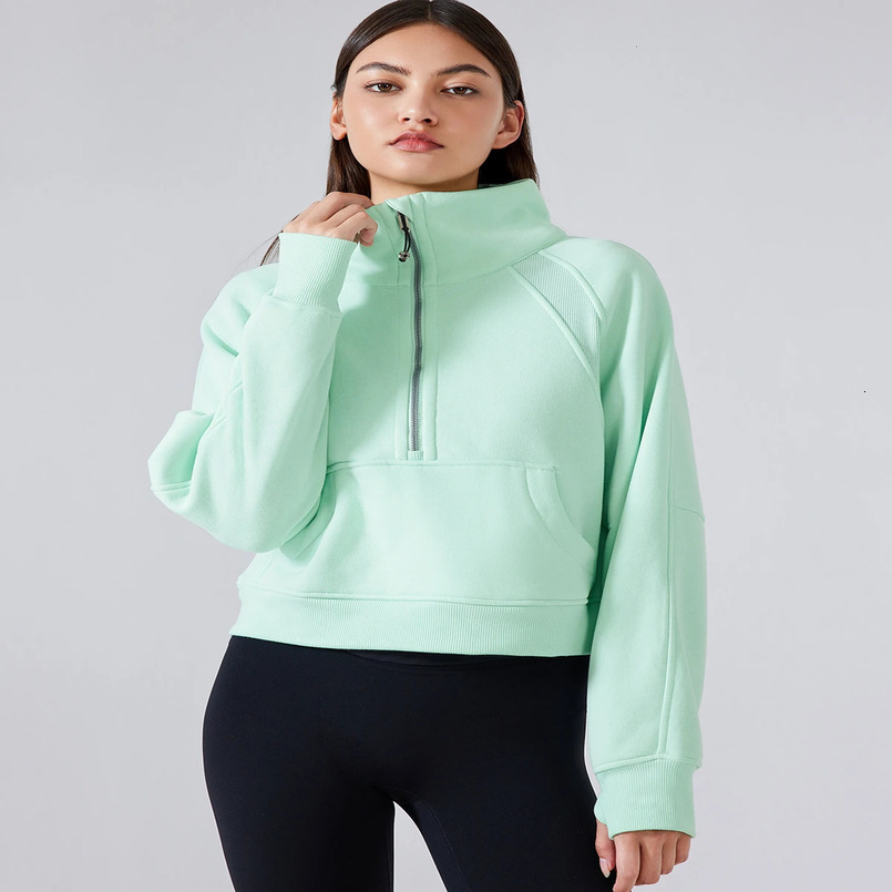 Half Zipper High Collar Pulled Top for Autumn Suitable for Women Warm Wool Thick Sportswear 241202