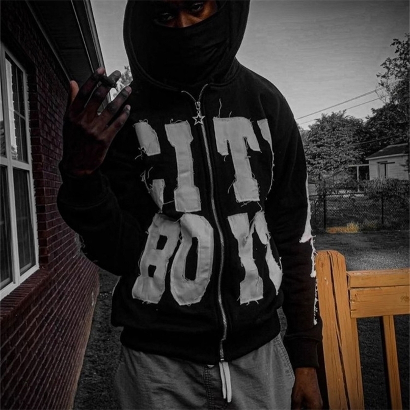 Y2k Pullover Hoodie Long Sleeved Oversize Vintage Pasting process Clothing Hip-Hop Gothic Top Streetwear Sweatshirt Casual 240816