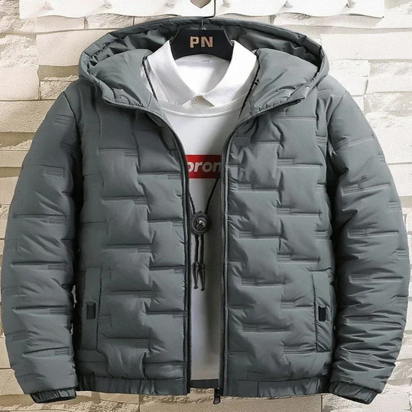 Down Jackets for Men Hooded Man Padded Coat Fashion Parkas Lightweight Padding Cold Warm Clothes in Korean 240830
