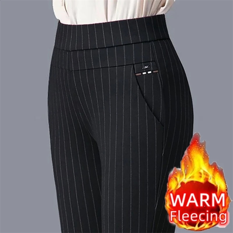Warm Winter Pencil Pants Fleecing Thermal Womens Snow Plush Strench Lady OL Slim Trousers Skinny Thichen Femal Clothing Leggings 240729