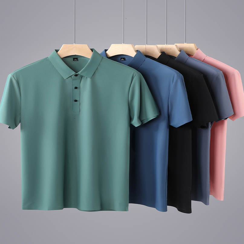 Mens Polos Summer Polo Shirts Classic Short Sleeve Tee Breathable Cooling Quick Dry Nylon Golf Tshirt Plus Size 8XL 230504
