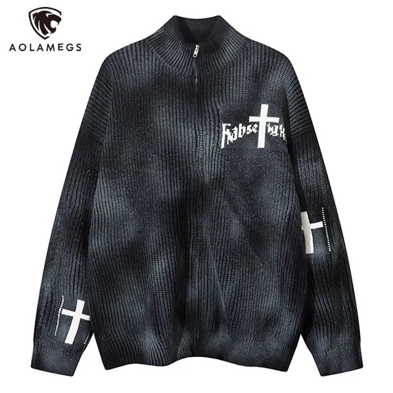 Mens retro sweater Y2K streetwear hip-hop fashion knitted cardigan warm and comfortable knitted top autumn and winter unisex 241125