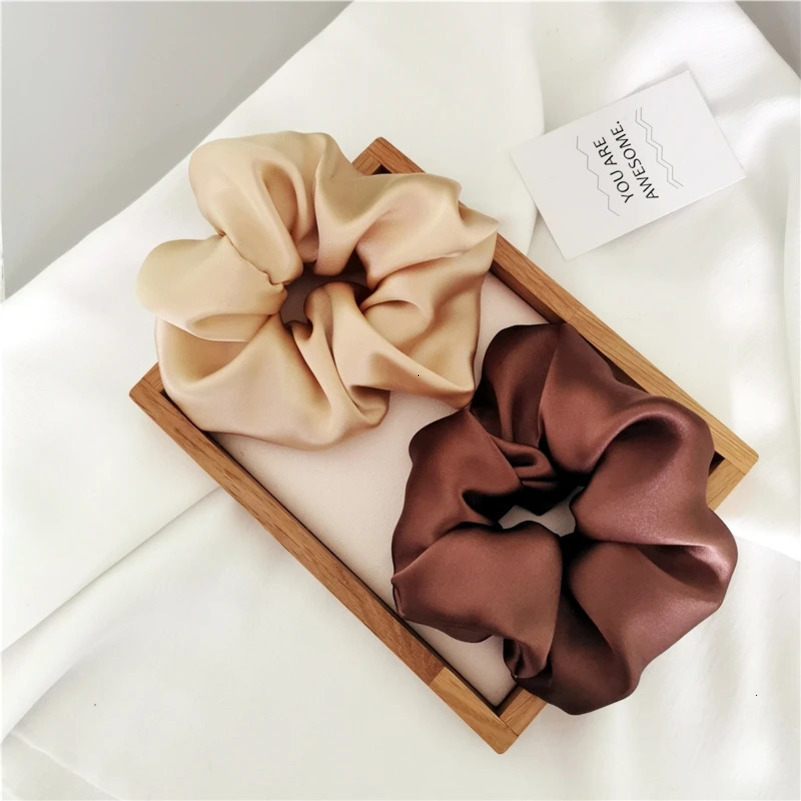 1PC 100% Real Silk Big Hair Scrunchies Width 6cm Girl Elastic Band Hair Ties Ponytail Holder Hair Accessories Hair Care 240709