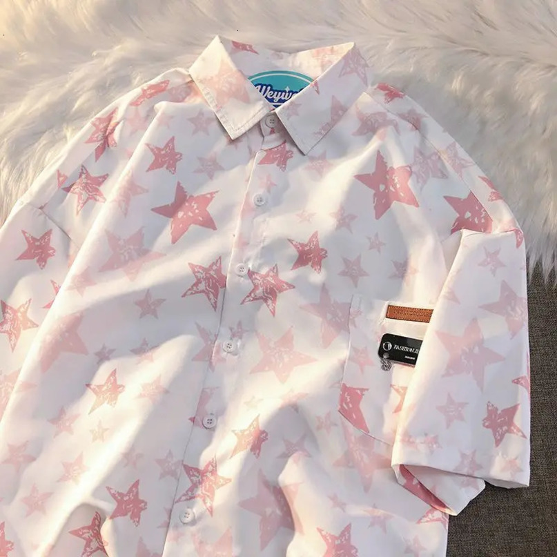 XEJ Chic Woman Blouse Star Short Sleeve Shirt Oversize Women Cool Womens Beach Summer Couple 240328
