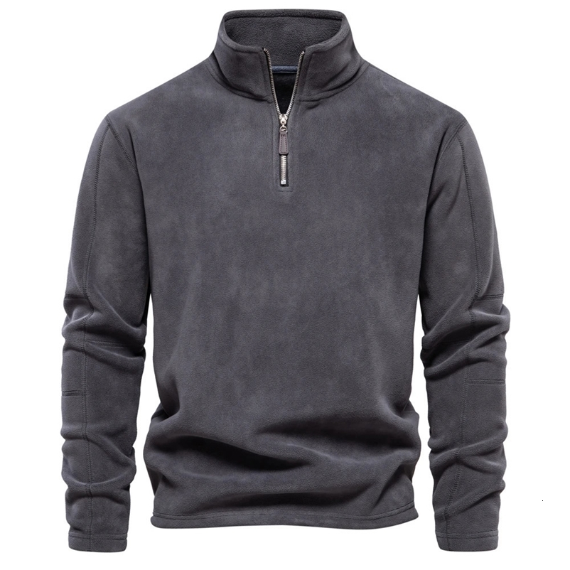 Men's Windbreaker Jackets For Men Fall Winter Warm Fleece Tops Men Sweatshirts Casual Pullover Fashion Solid Color Sweatshirt 240105