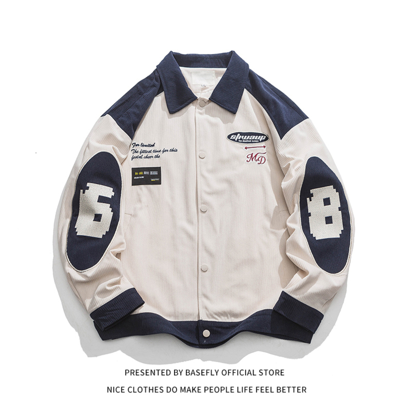 Mens Jackets Arrival Embroid Racing Motorcycle Corduroy Streetwear Jacket Men Unisex Women High Varsity Bomber Coat Hip Hop 230809
