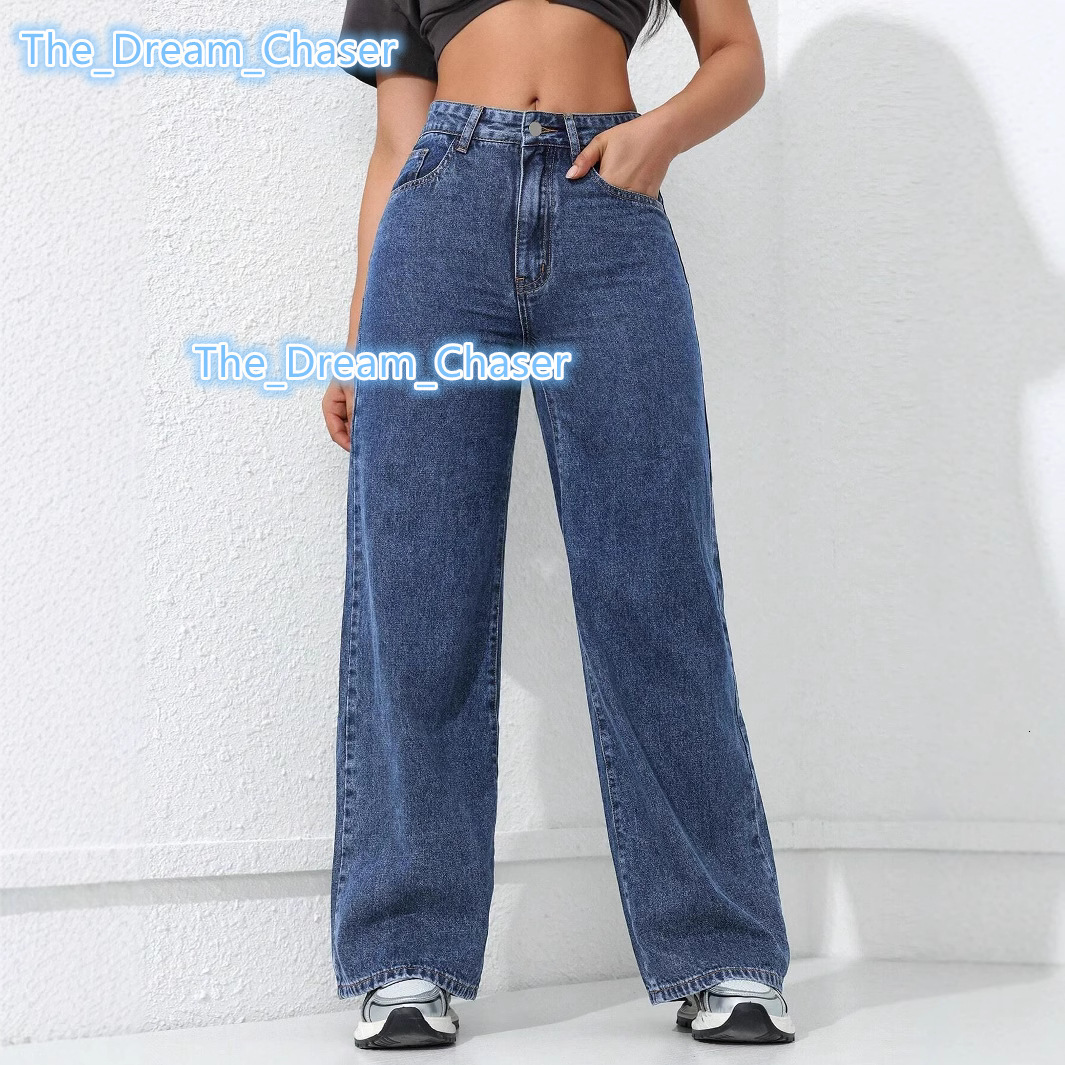 2025 Spring New American Wide Leg Jeans for Women High Breathable Straight Leg Casual Wash Water Loose Slimming Denim Trousers