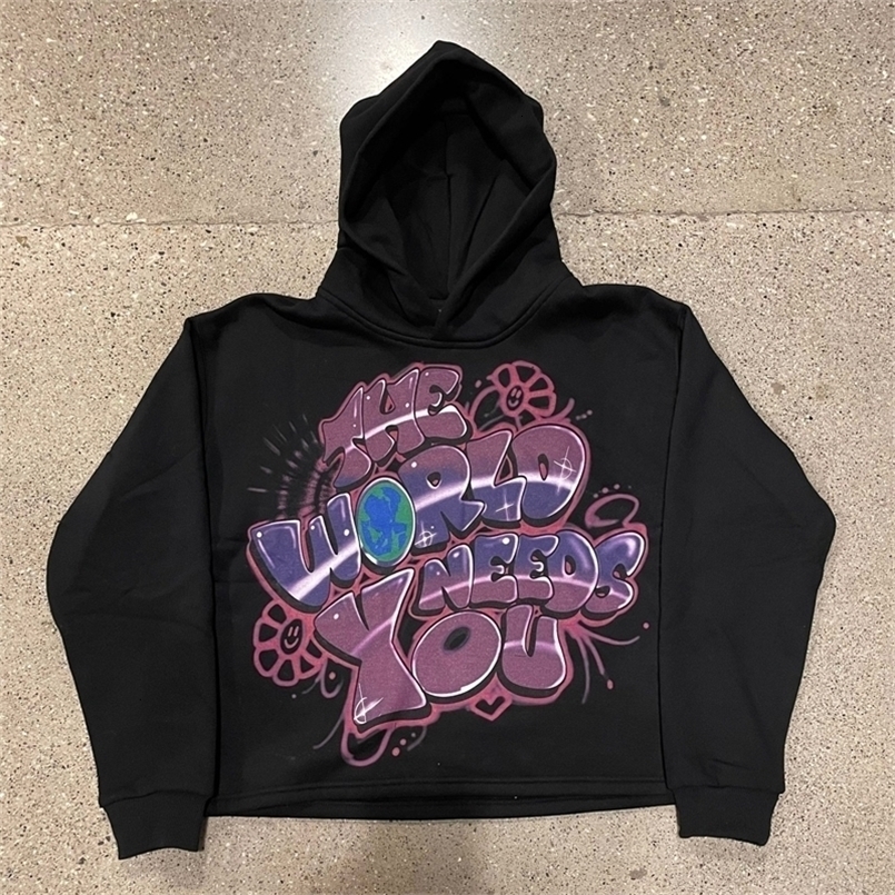 Y2k Womens Long Sleeved Hoodie Oversize Streetwear Sweatshirt Dark Hip Hop Punk Pattern Printed Vintage Harajuku Fashion Wear 240816