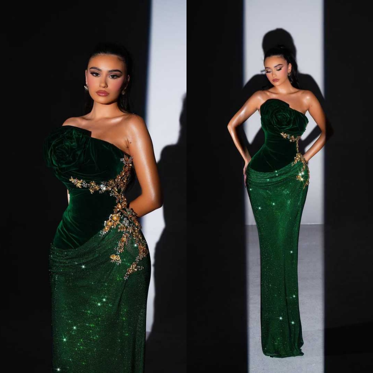 Sexy Prom Dress Mermaid Evening Dress New Sequin Prom Dresses Shine Crystal Floor-Length Party Special Occasion Gowns Customized vestido de novia L2