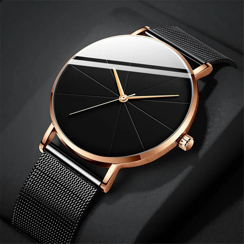 Women s Watches Minimalist Mens Fashion Simple Men Business Ultra Thin Stainless Steel Mesh Belt Quartz Watch 231012