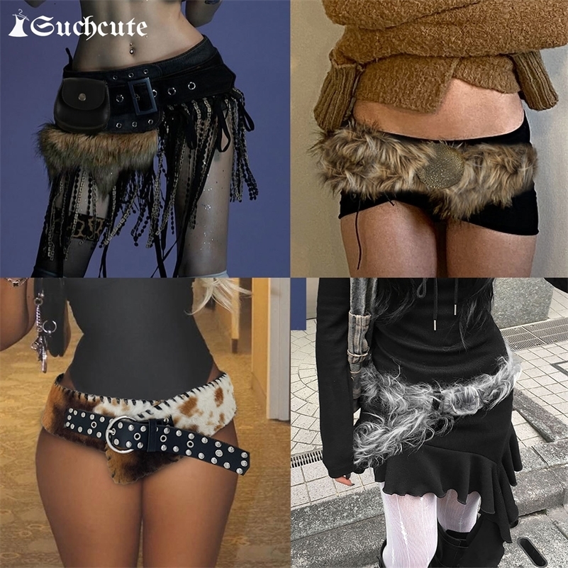 Talecute tappeto in finta pelliccia vintage phatwork puk punk accessori da cowboy occidentale y2k womens cintura retro 2000 decorativo250924