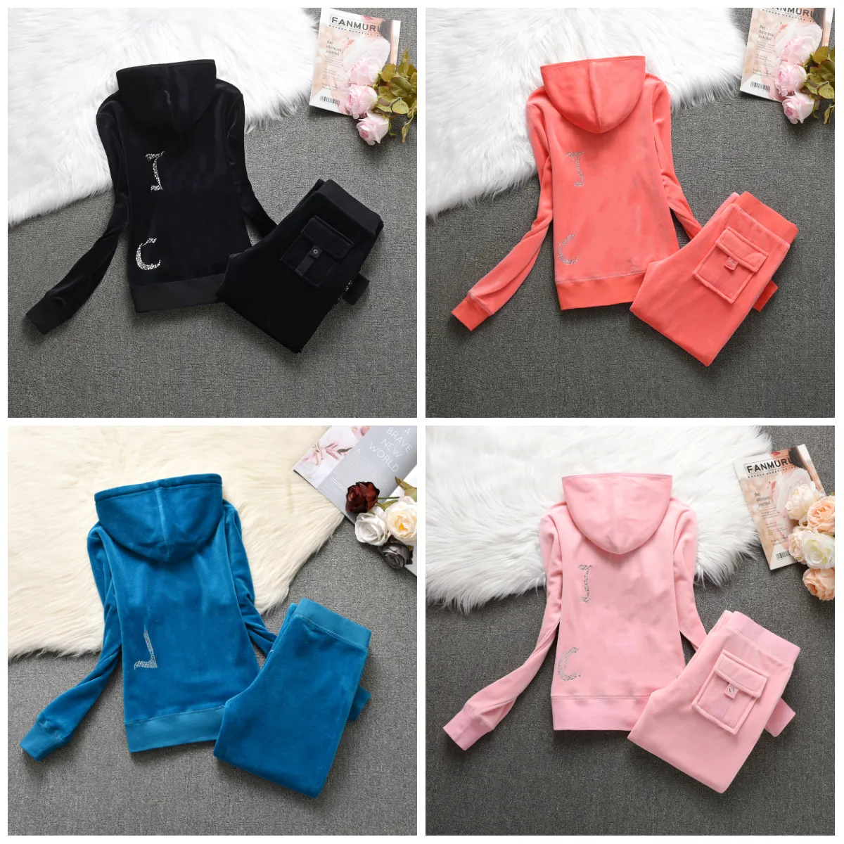 designer hoodie womens tracksuit designer tracksuit women short and long sleeved suit velvet two piece sportswear pullover hoodie set casual wear