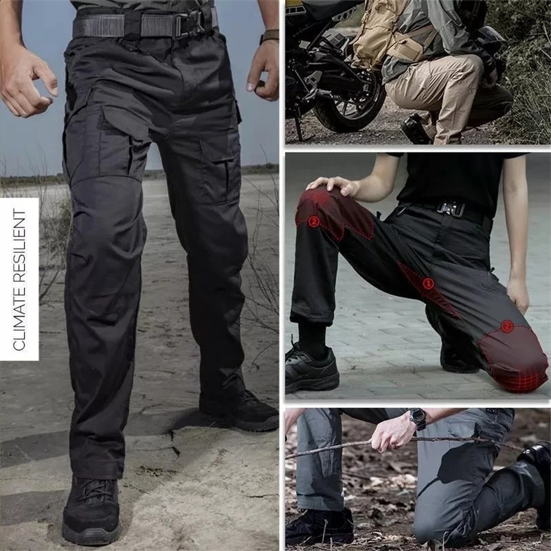 Tactical Waterproof Pants SWAT Combat Army Trousers Many Pockets Waterproof Wear Resistant Casual Cargo Pants Men 240809